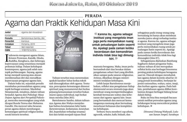 Agama dan Kesadaran Kontemporer - Koran Jakarta - 09 Oktober 2019 - Untung Wahyudi